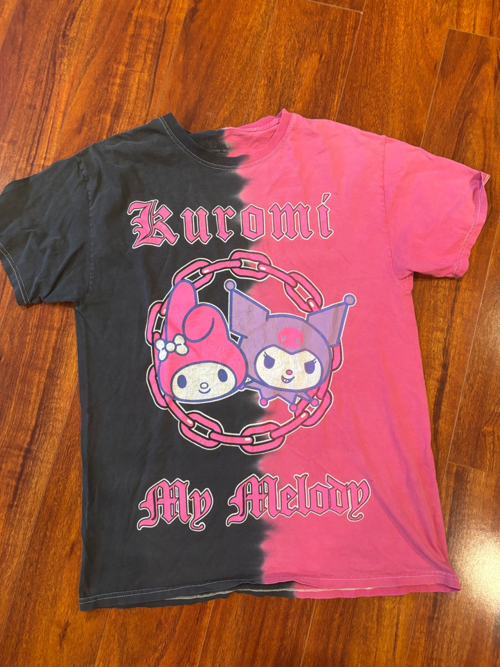 Kuromi & My Melody Black and Pink Graphic Short Sleeve Tee